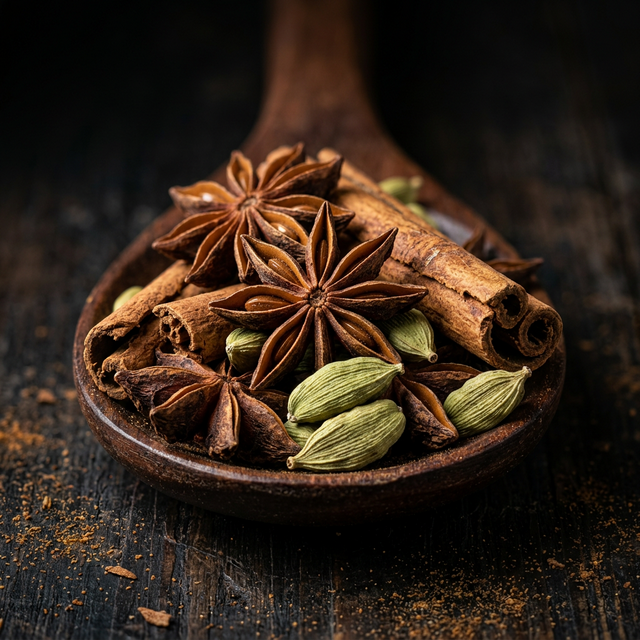 Whole Spices - Star Anise, Cinnamon, Cardamom